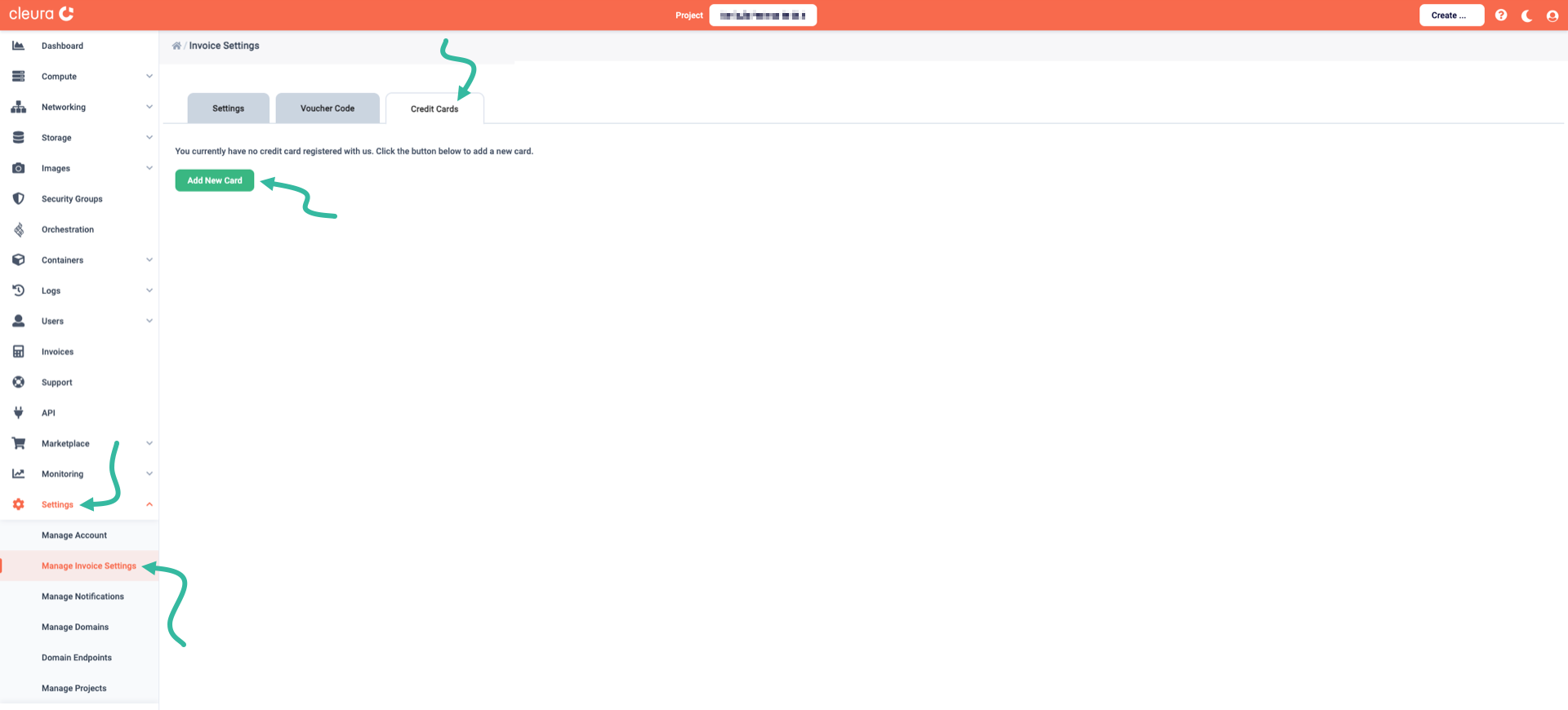Locating the button for adding a new credit card