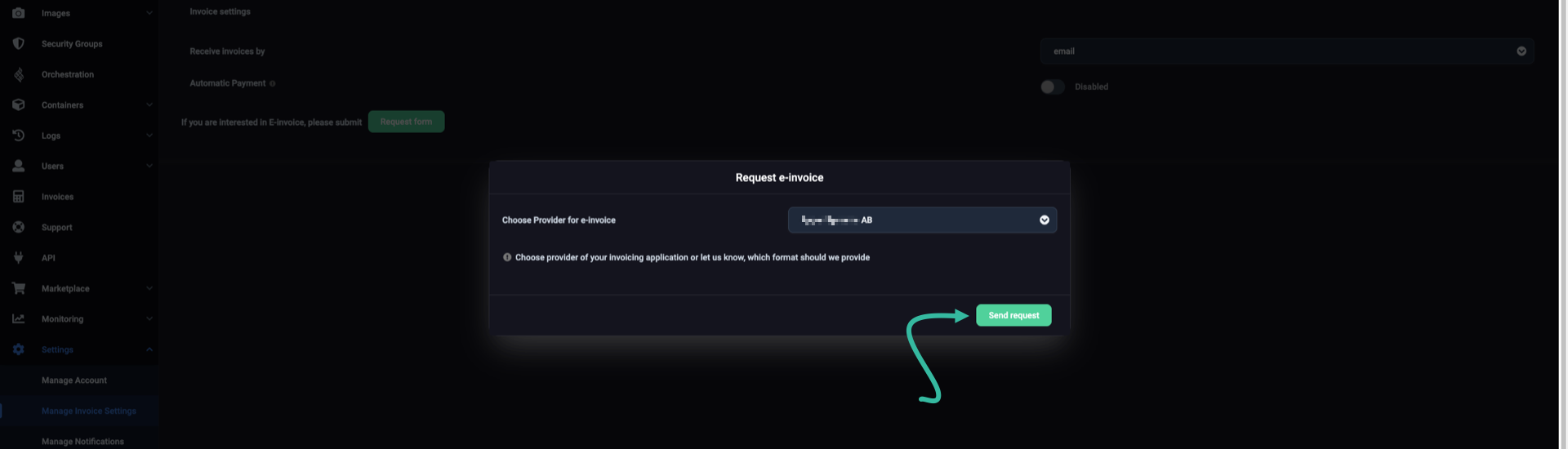 Submit request for new invoicing provider