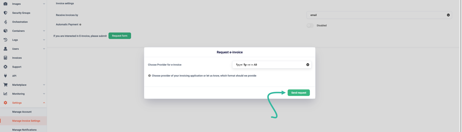 Submit request for new invoicing provider