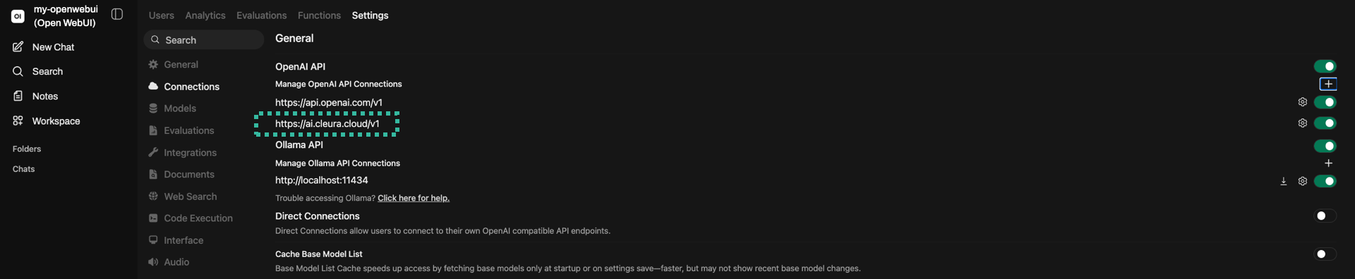 Add new API connection