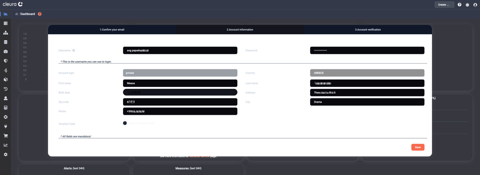 Confirm account information