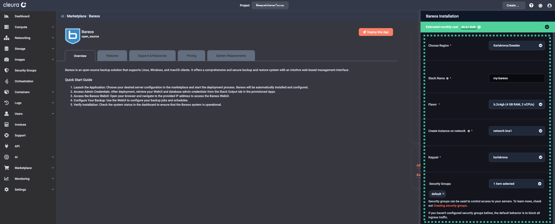 Specify the characteristics of the particular Bareos deployment