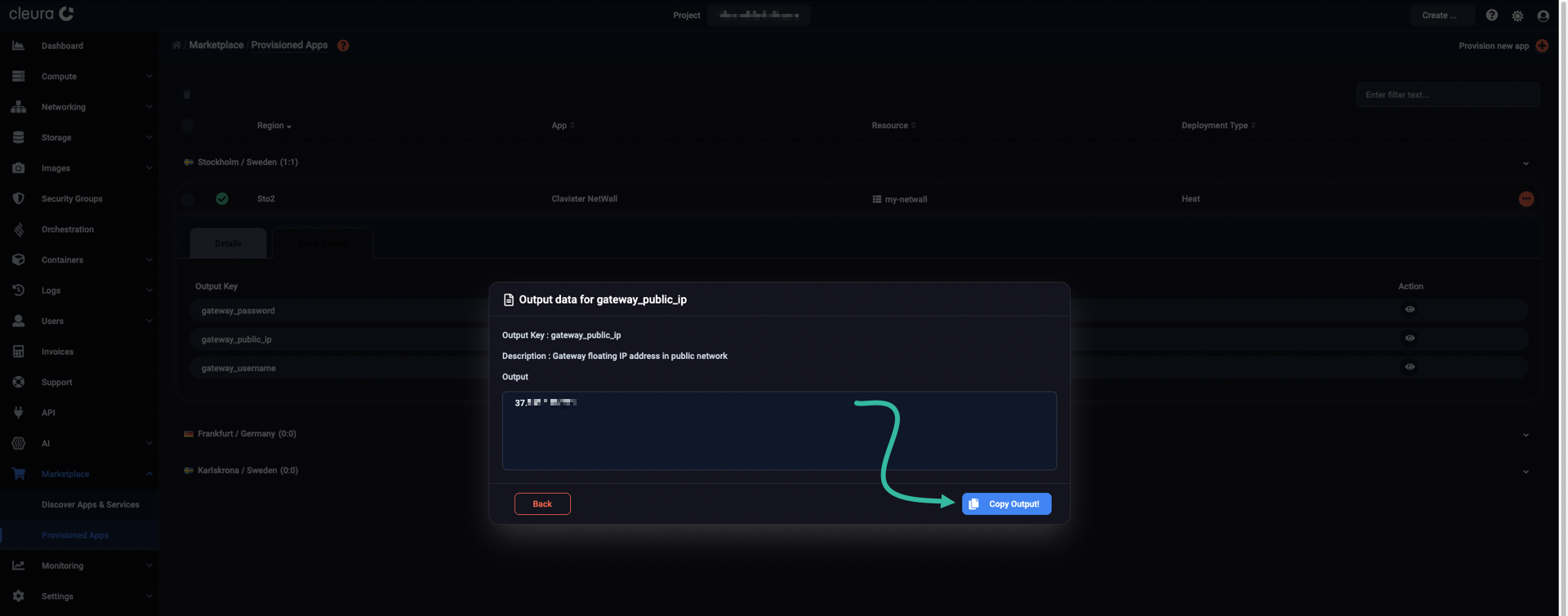 Take a note of the public IP address