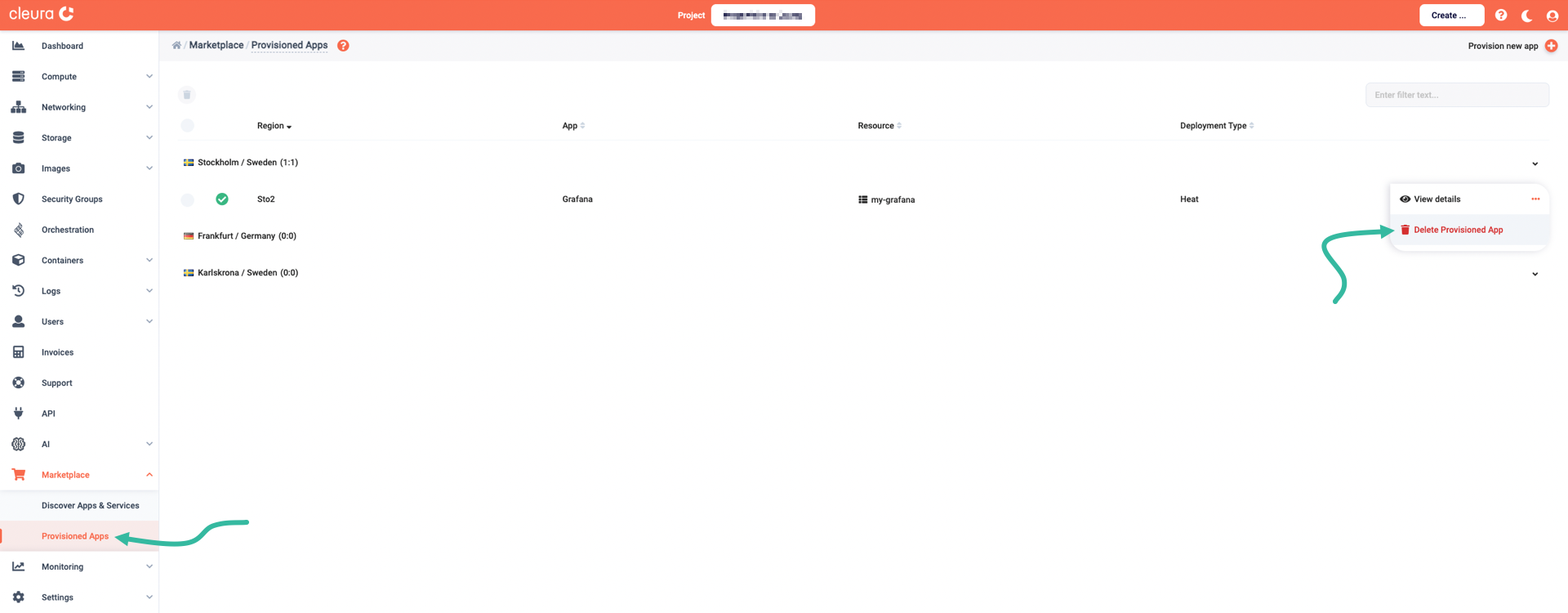 Request the deletion of Grafana