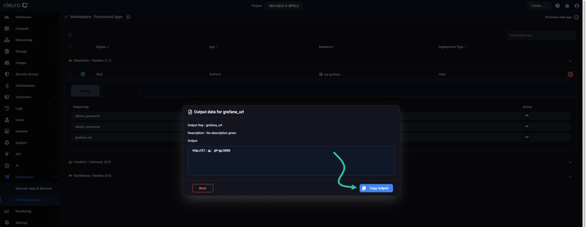 Reveal the application's URL