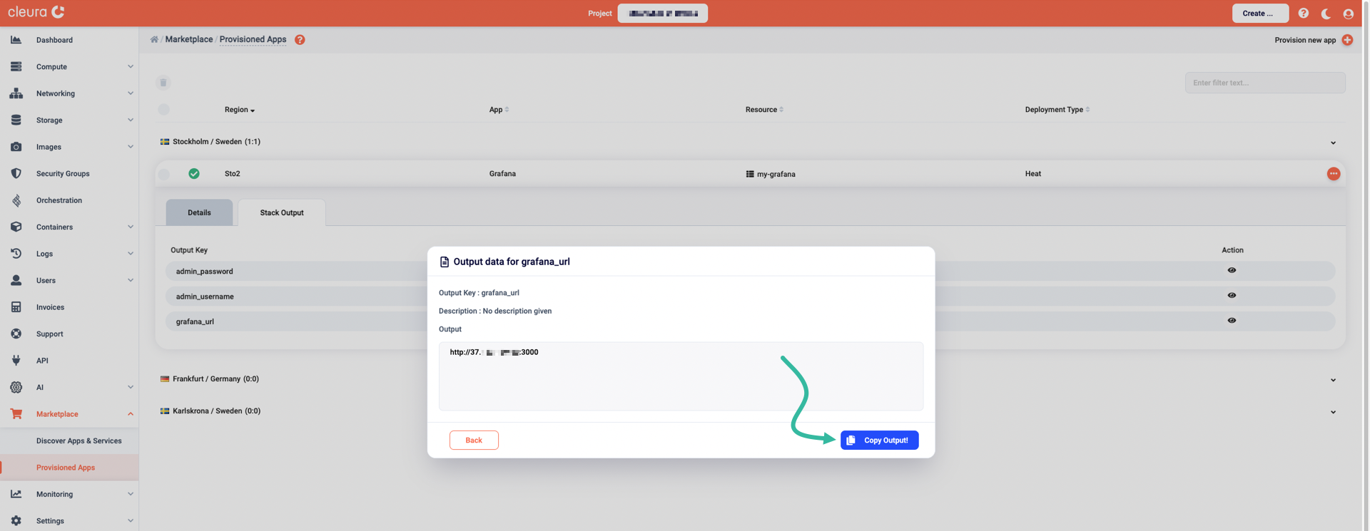 Reveal the application's URL