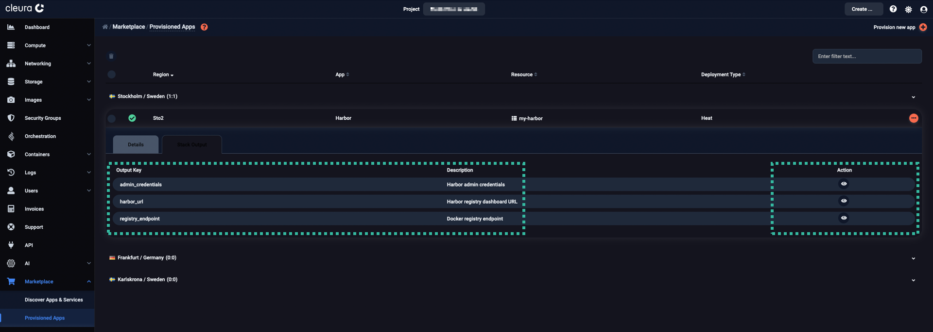 Locate the public IP and the admin user password
