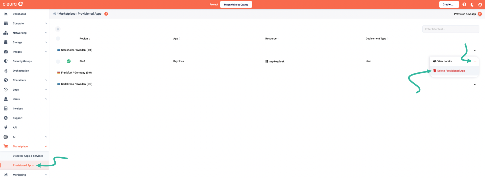 Request the deletion of Keycloak