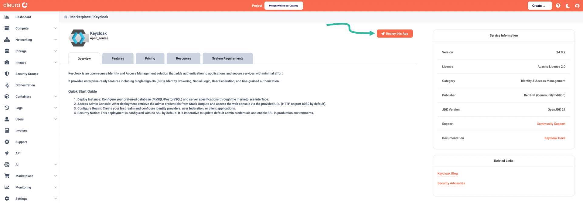 Start the Keycloak deployment process