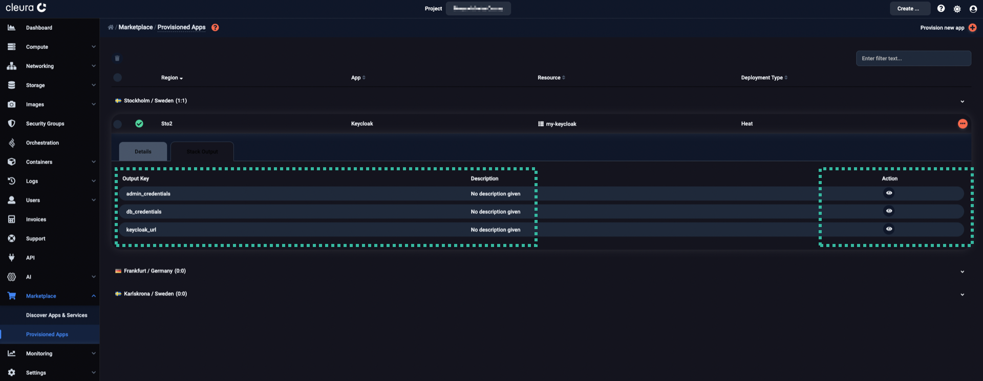 Get default credentials and URL