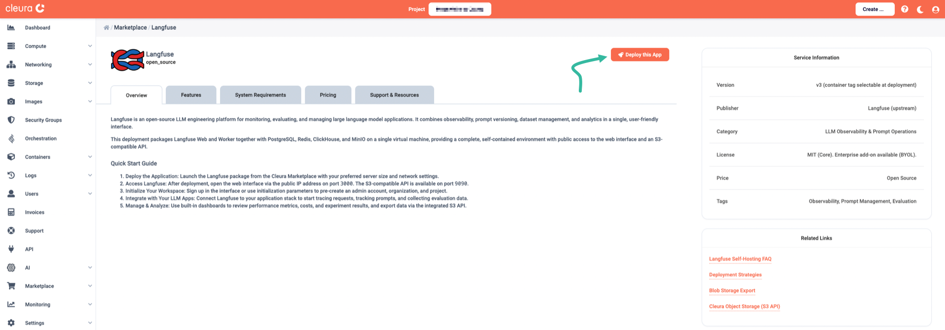 Start the Langfuse deployment process