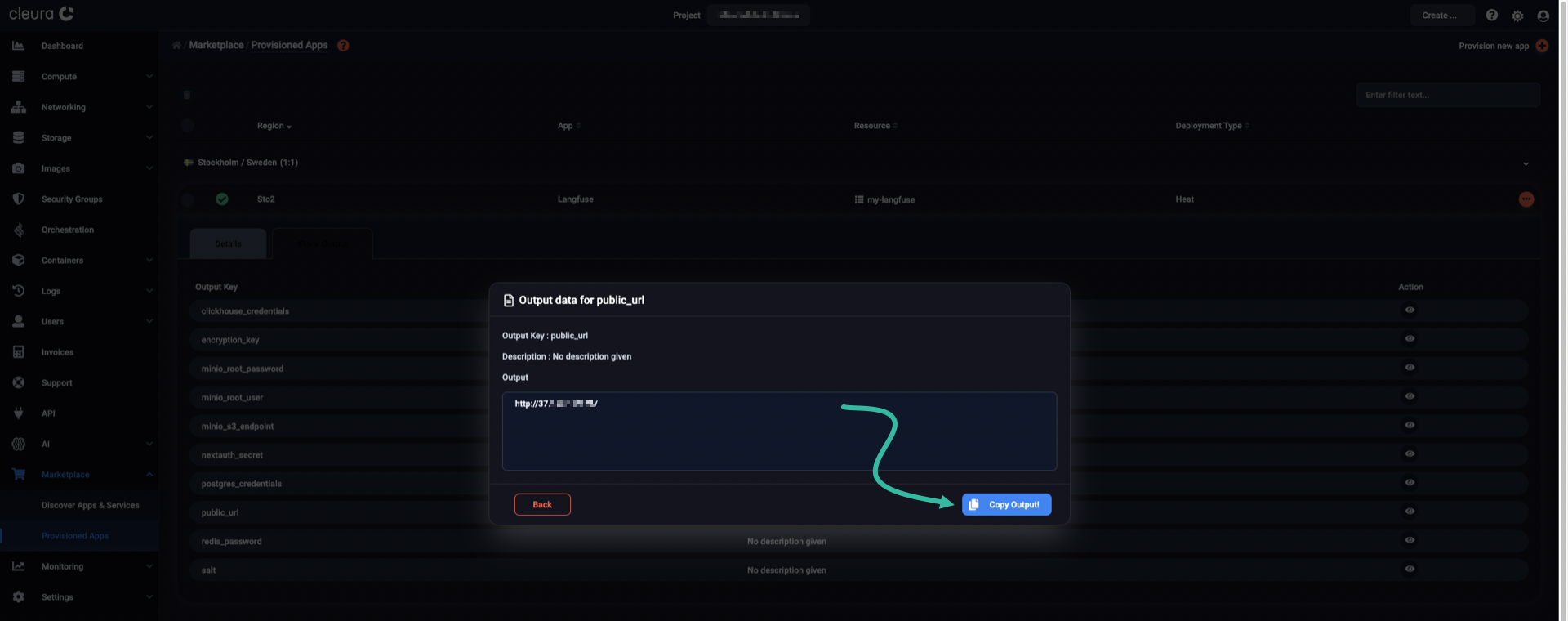 Copy the public URL to the clipboard