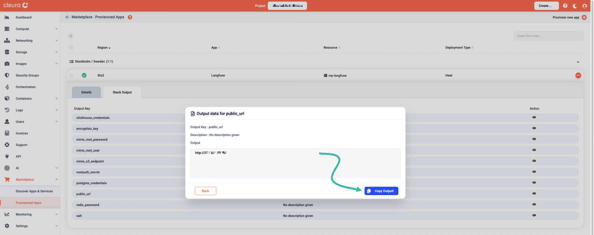 Copy the public URL to the clipboard