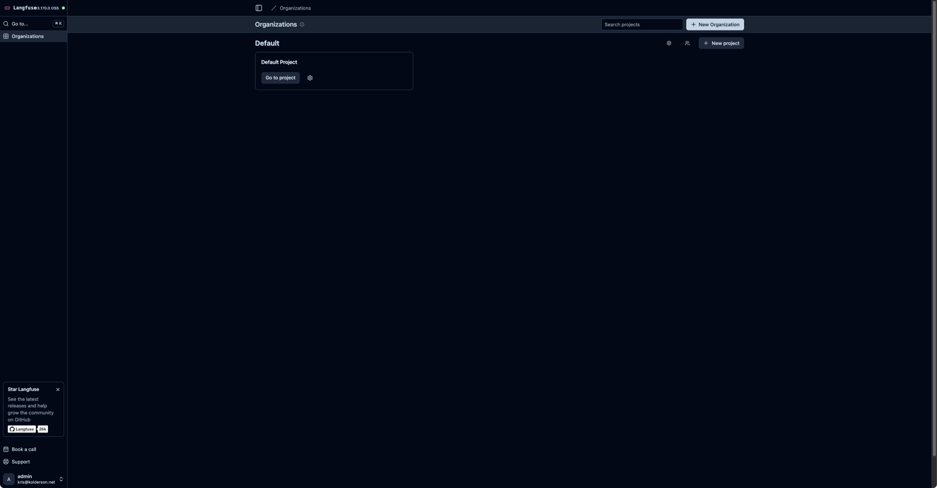 The main Langfuse page