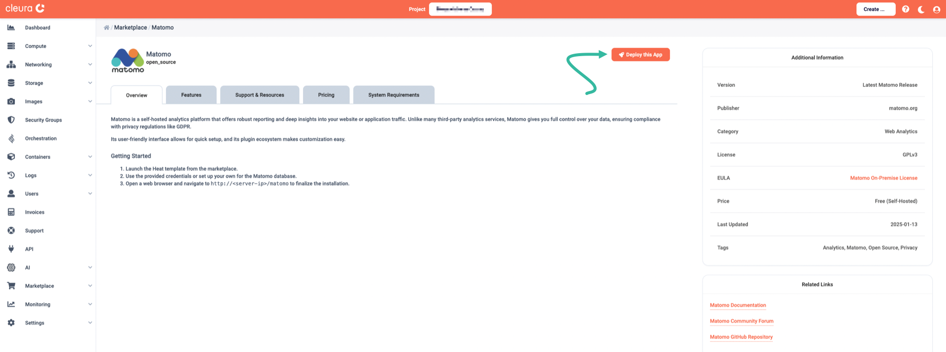 Start the Matomo deployment process