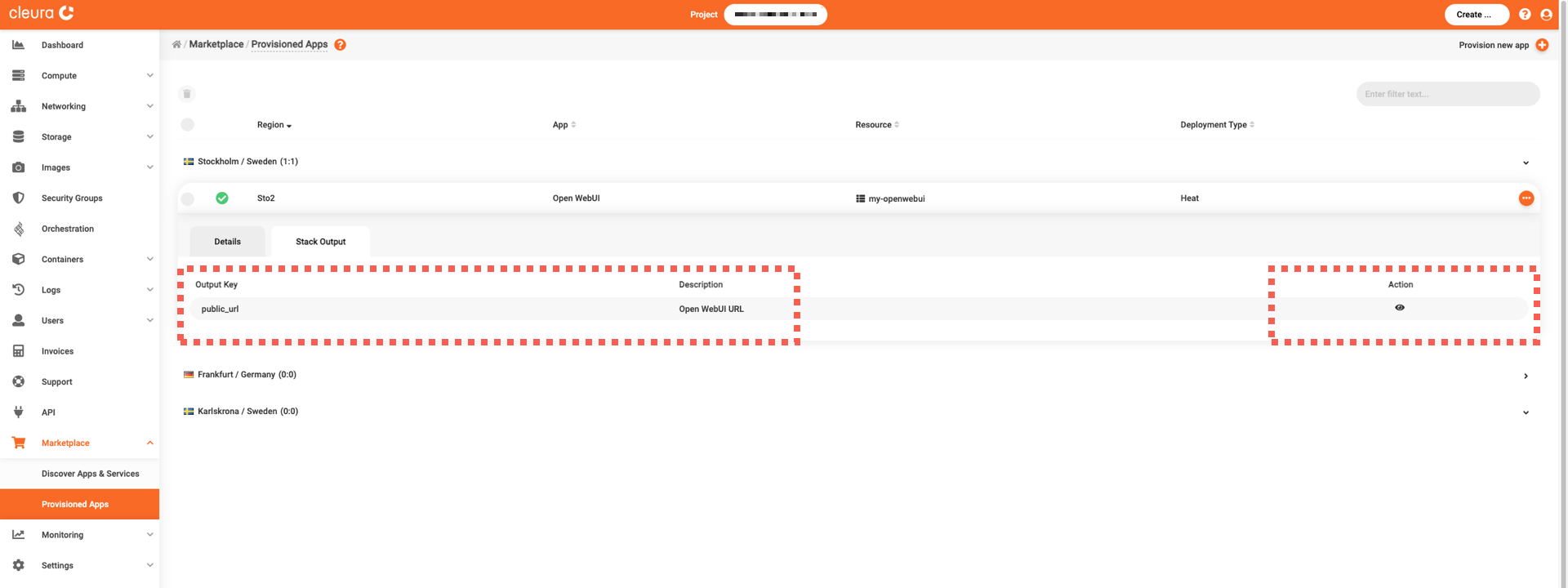 Locate the Open WebUI public URL