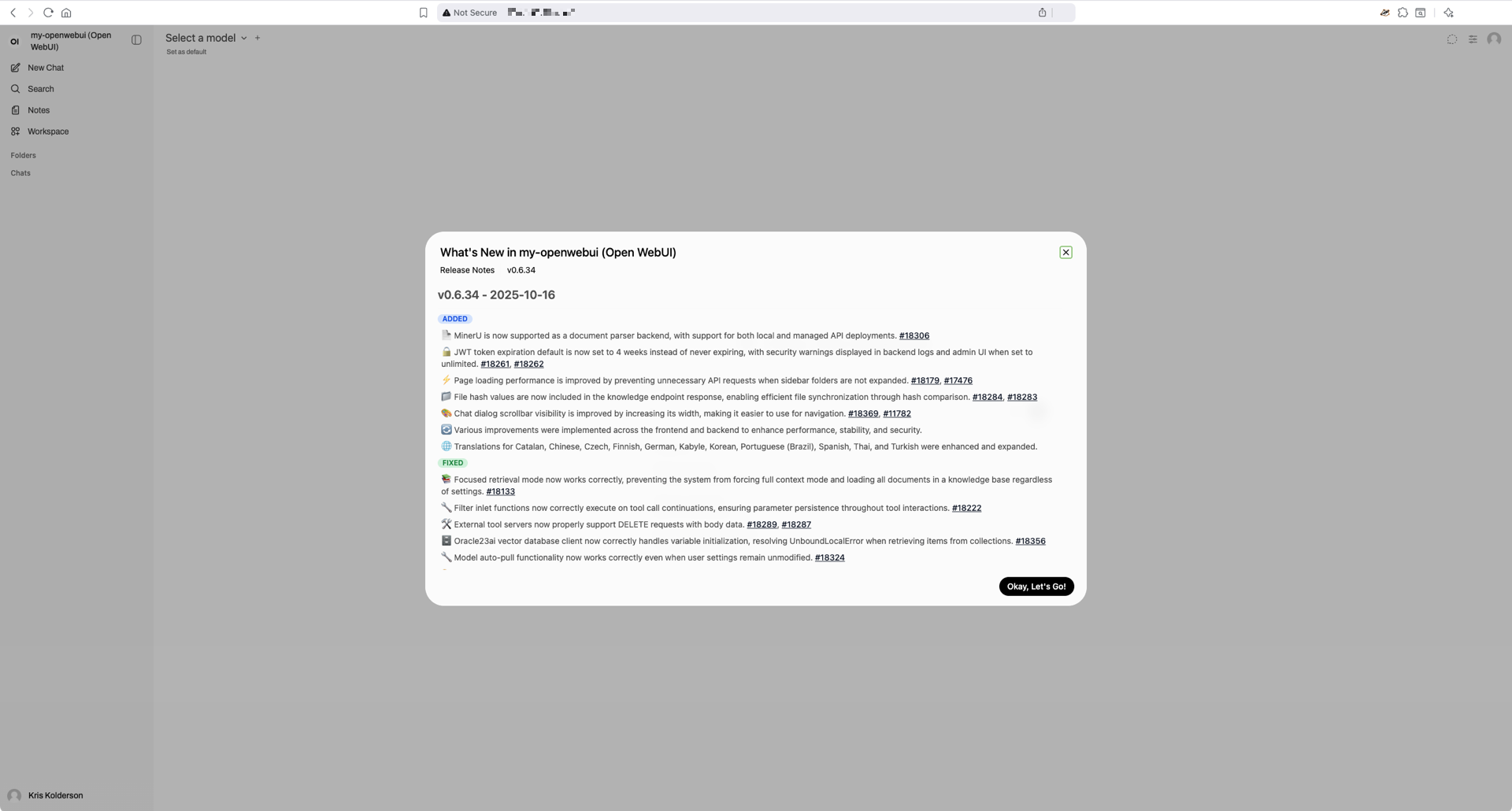 The Open WebUI dashboard