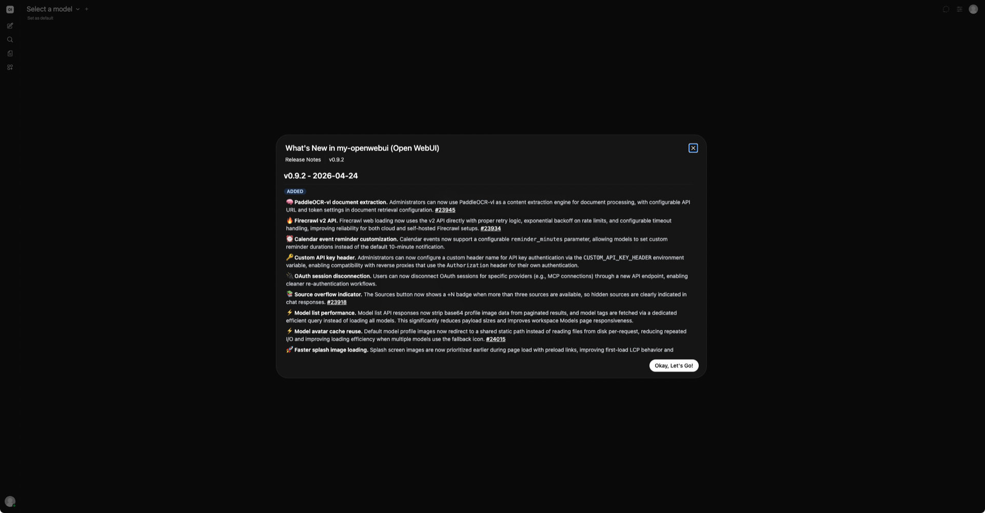 The Open WebUI dashboard