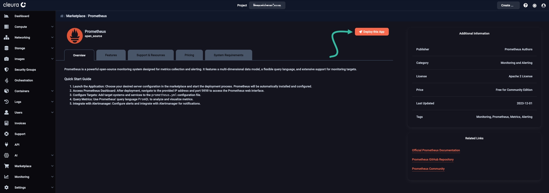 Start the Prometheus deployment process