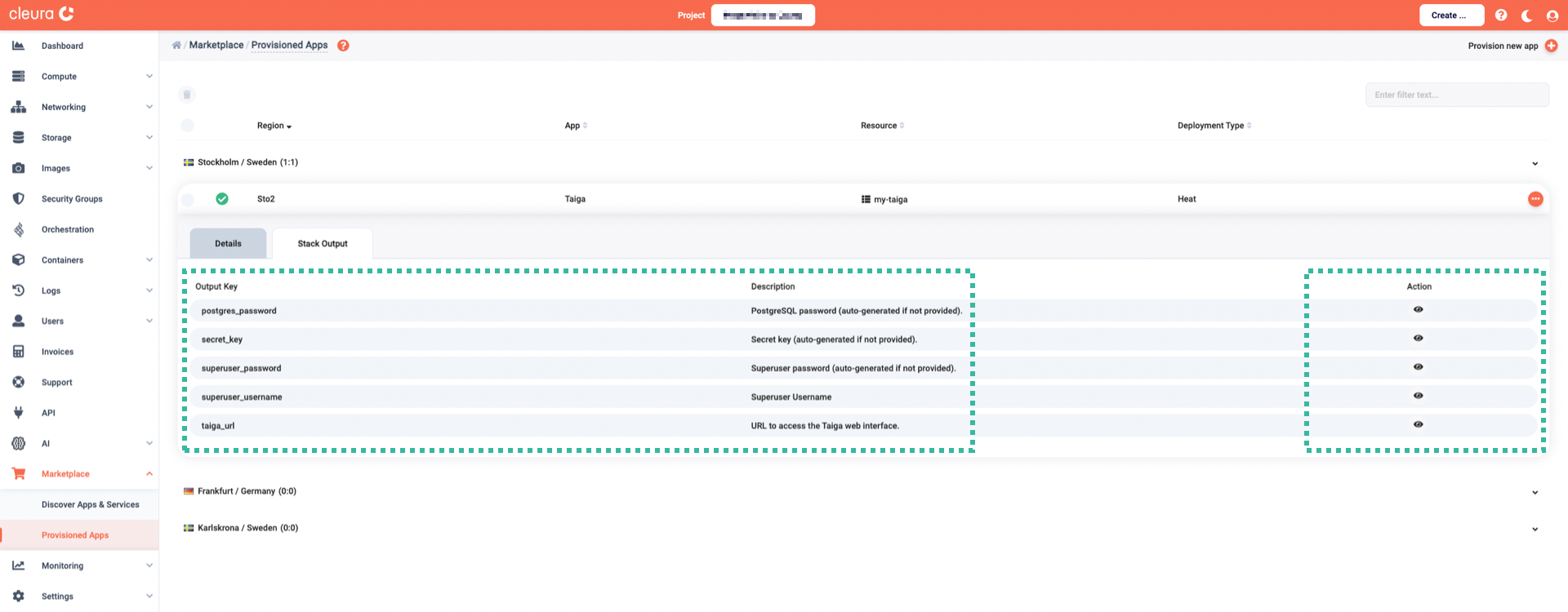 Locate the public IP and the admin user password