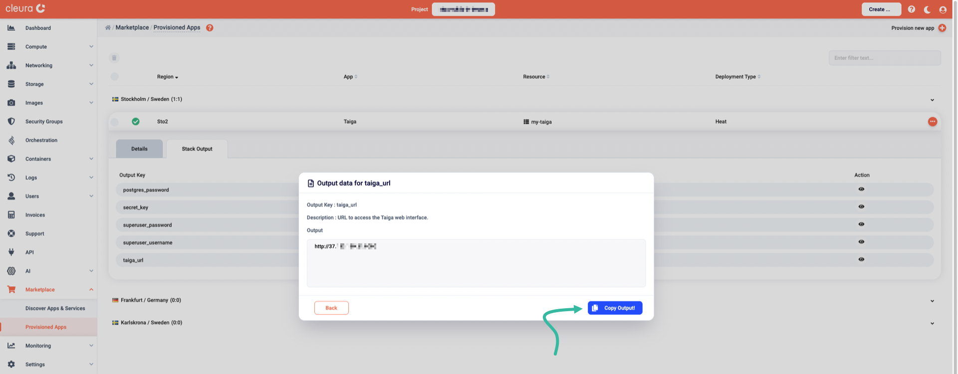Reveal the application URL