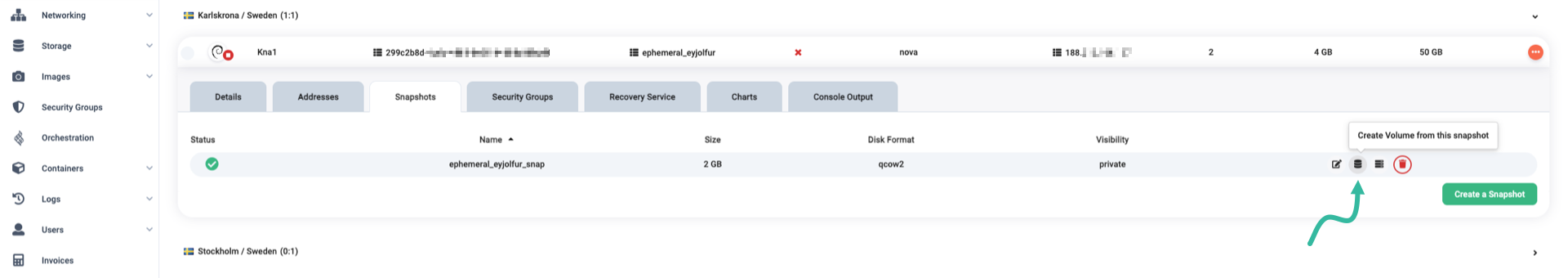 Creating volume from snapshot