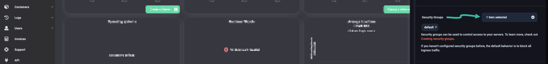 Choose a security group
