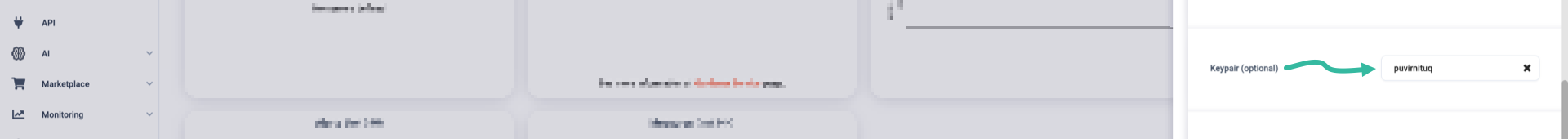 Indicate an existing keypair