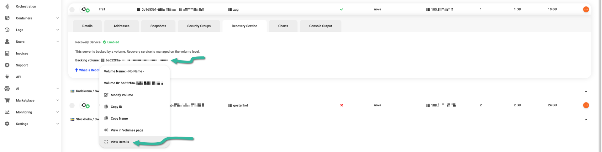 Backing volume and its ID