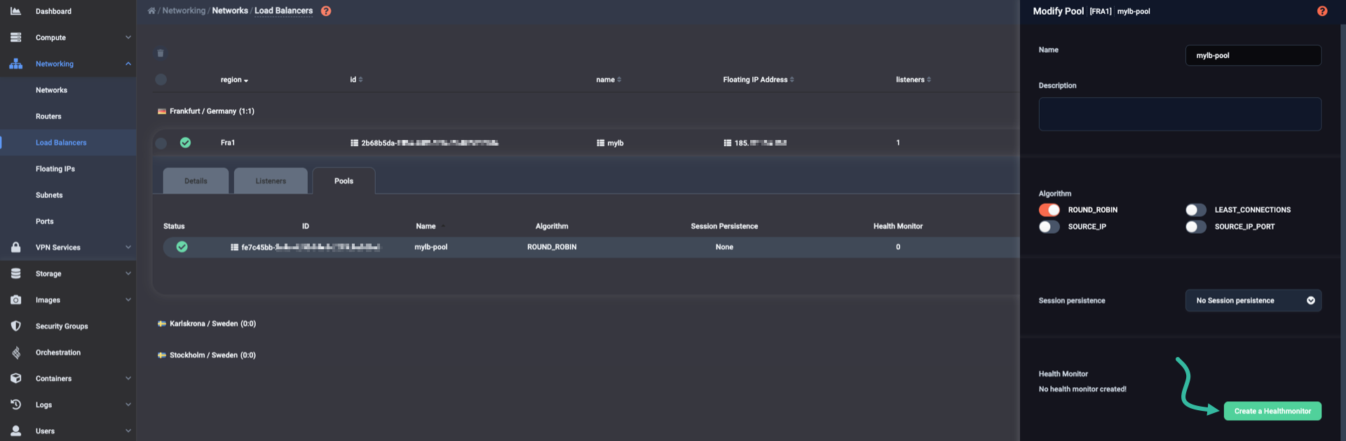Create new health monitor