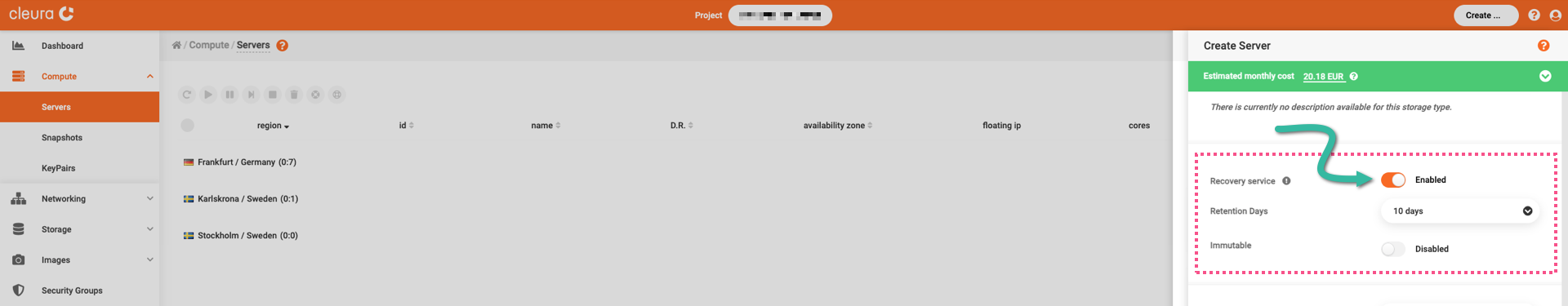 Recovery service is enabled by default for new servers