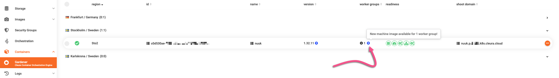 New machine image indicator