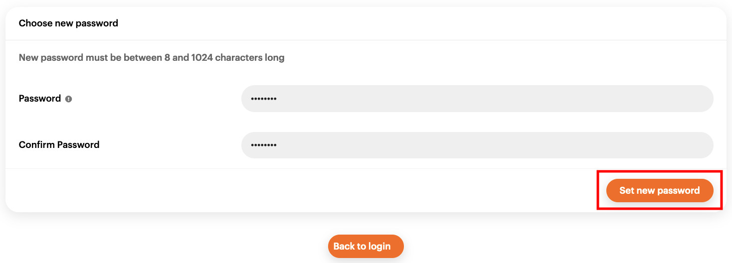 Type in new password