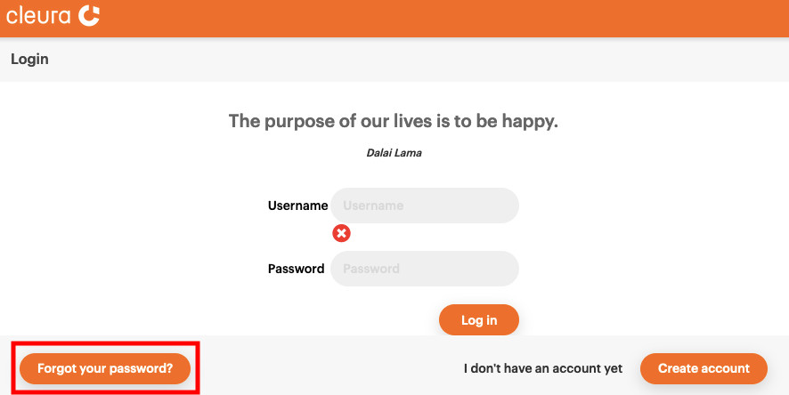 Forgot your password button