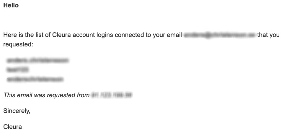 Usernames associated with account