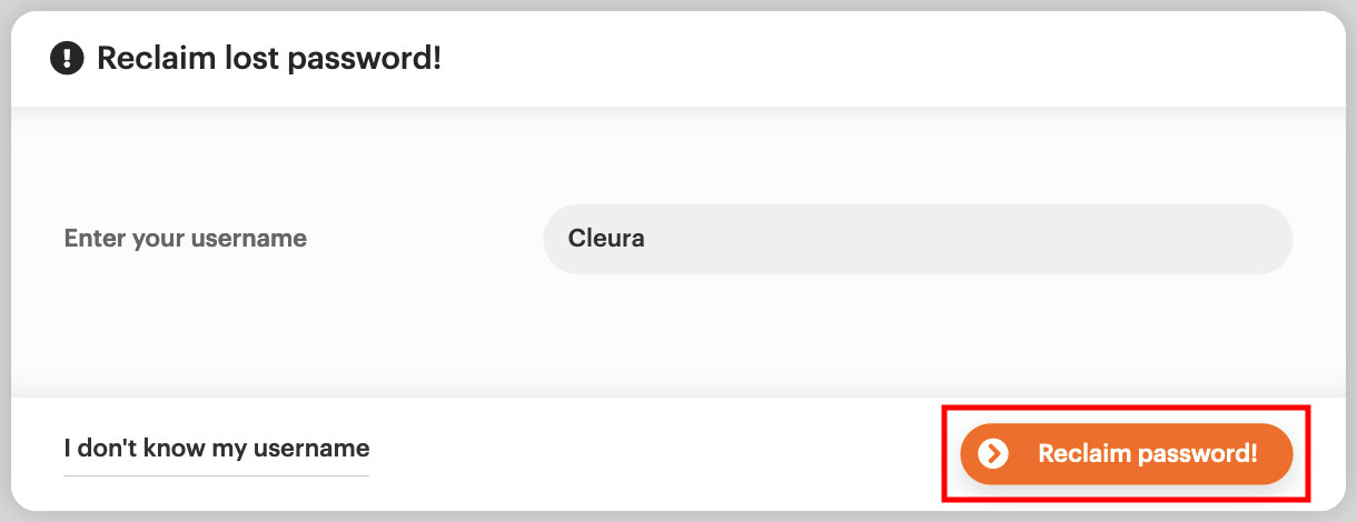 Reclaim password button
