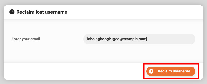 Reclaim username button