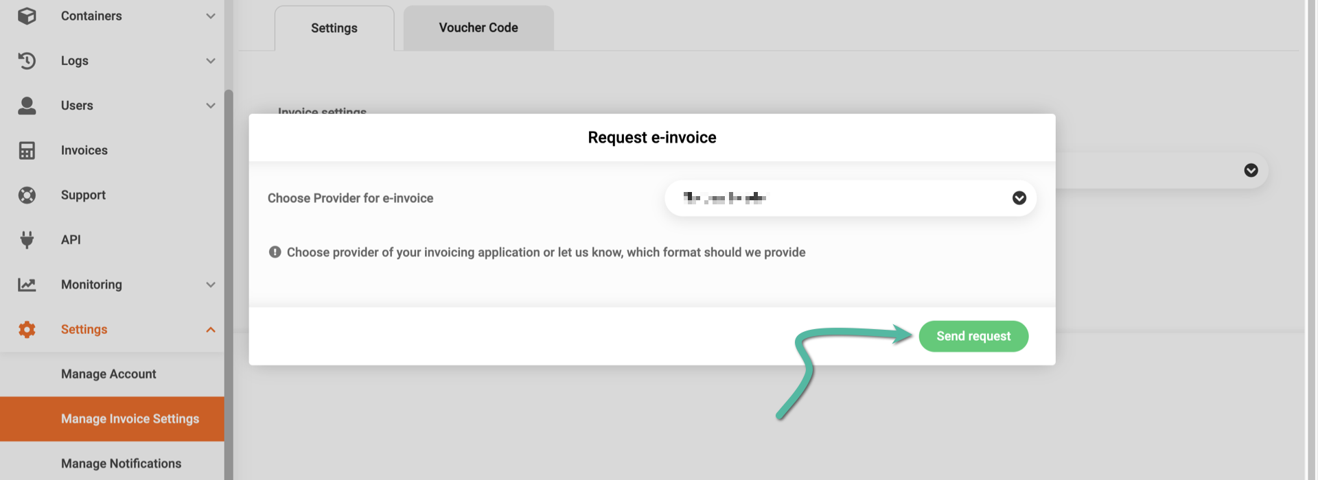 Submit request for new invoicing provider