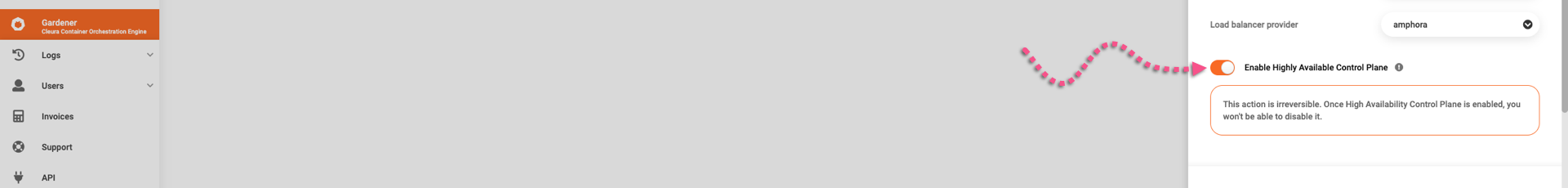 Once you enable high availability for the control plane, you cannot disable it