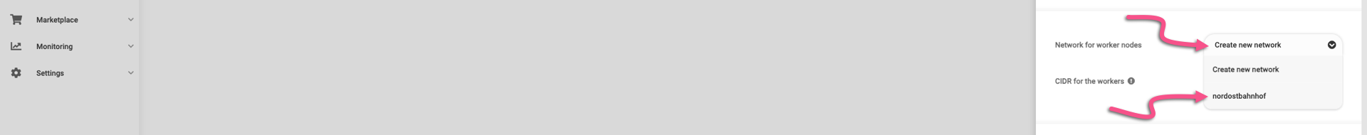 Select a pre-existing network