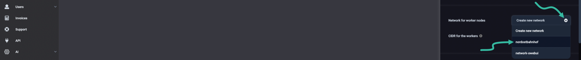 Select a pre-existing network