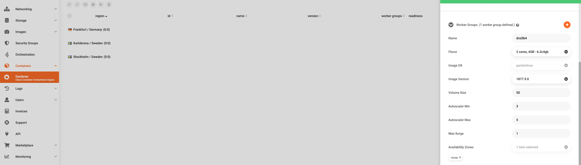 Worker Group settings