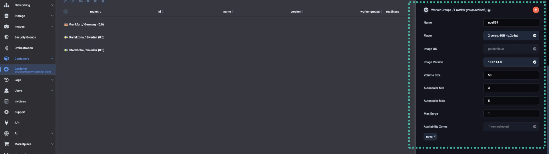 Worker Group settings