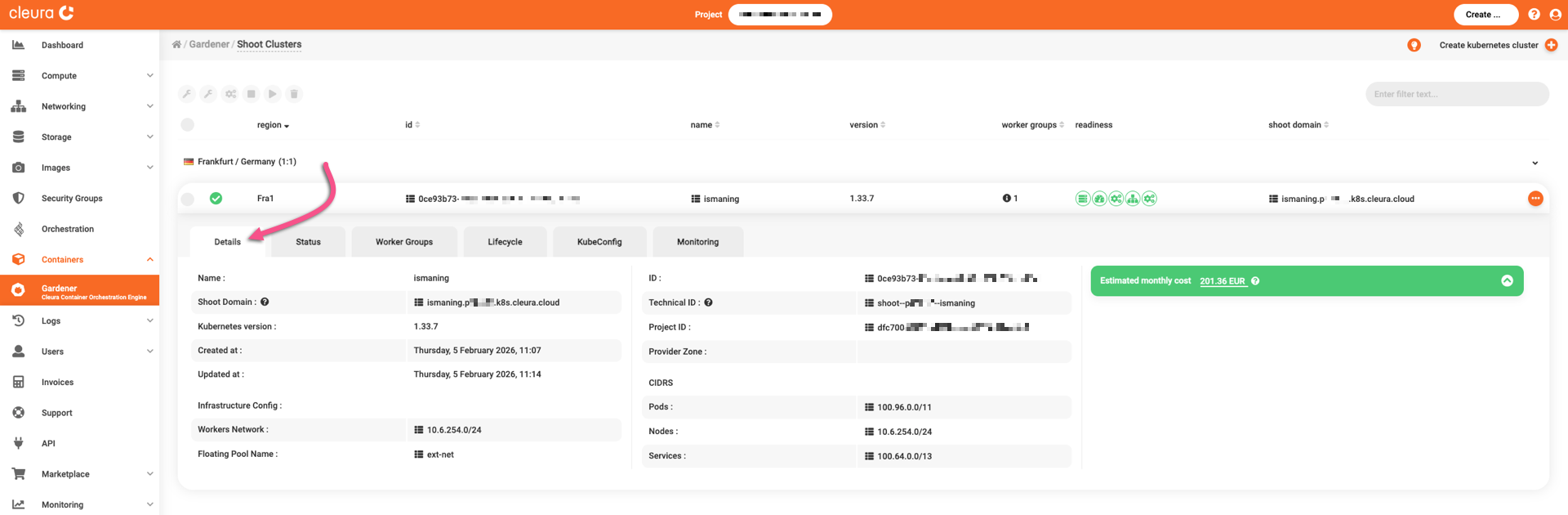 Details regarding the new cluster