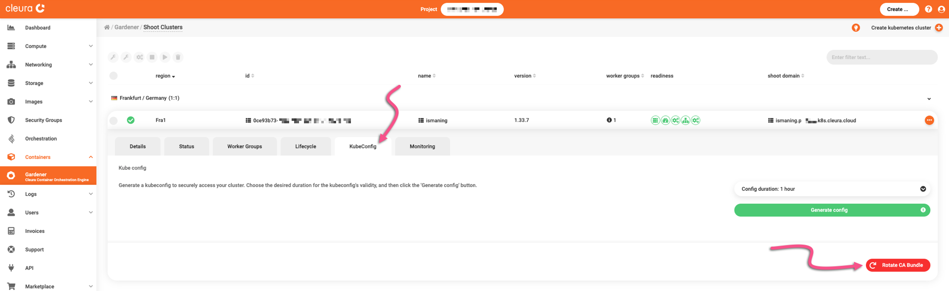 Click the red button labeled "Rotate CA Bundle"