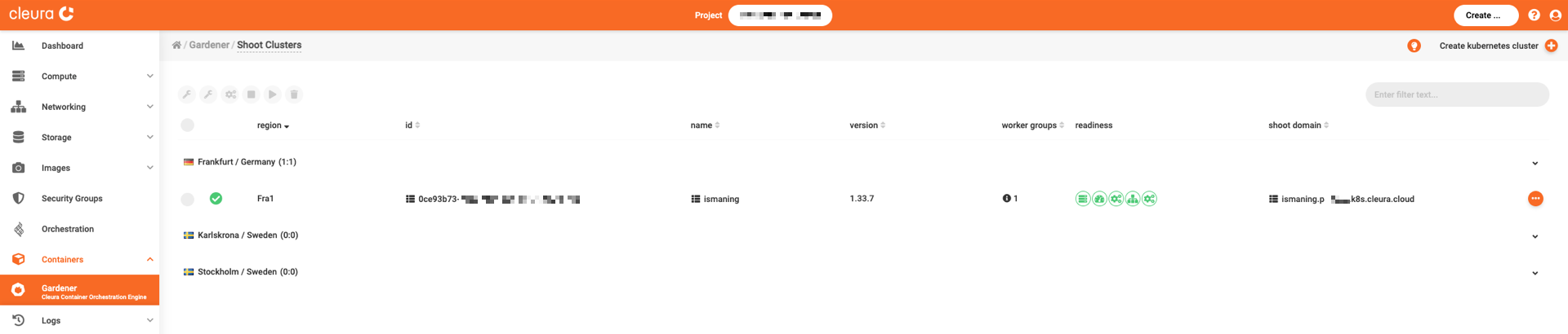 Get the list of all available Gardener clusters