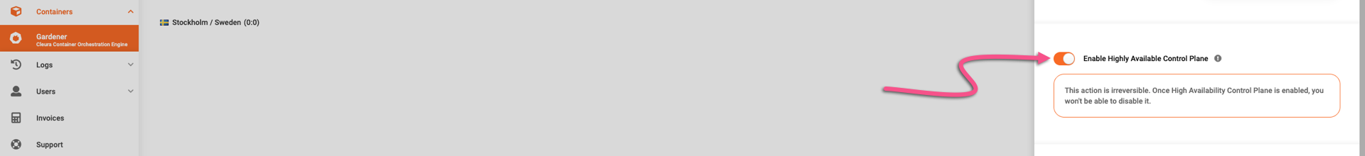 Select HA for the control plane