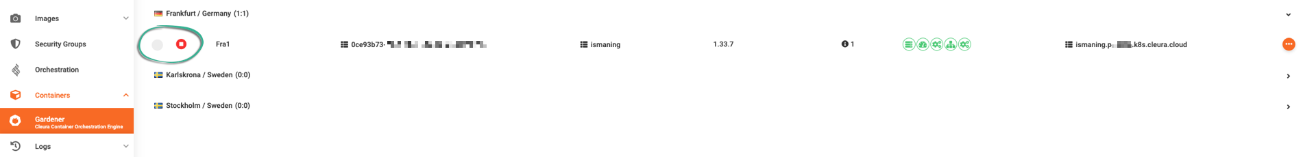 Cluster in hibernation