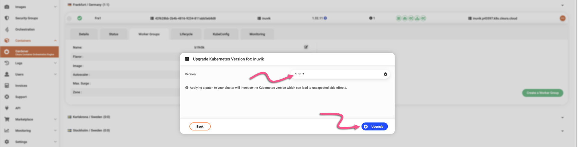 About to start a Kubernetes upgrade