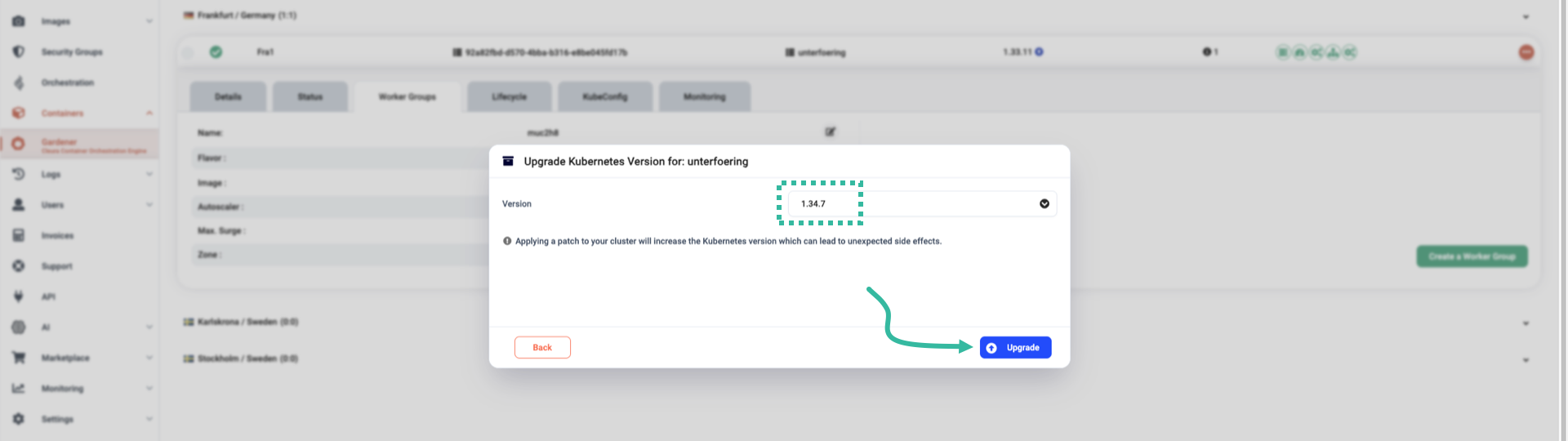 About to start a Kubernetes upgrade